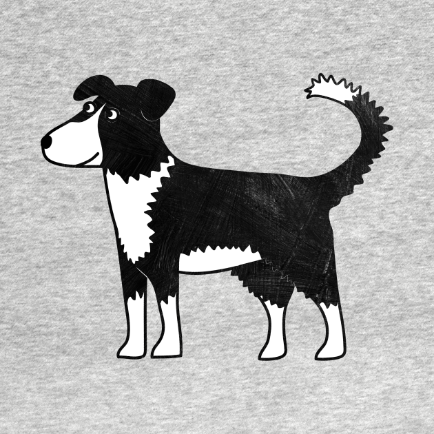 Border Collie Cartoon Dog Art - Collie - T-Shirt | TeePublic